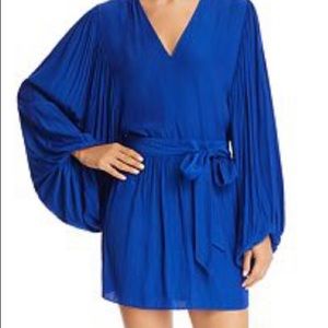 Ramy Brooke V-neck Bishop Sleeve Mini Dress